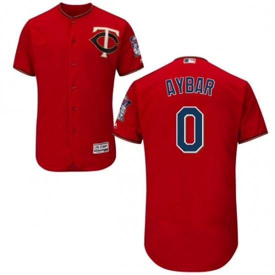 Mens Majestic Minnesota Twins 0 Erick Aybar Scarlet Alternate Flex Base Authentic Collection MLB Jersey