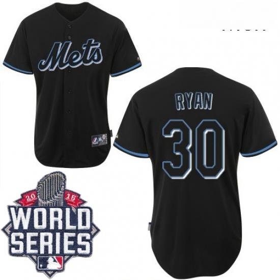 Mens Majestic NeW York Mets 30 Nolan Ryan Authentic Black Fashion 2015 World Series MLB Jersey