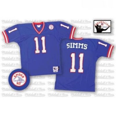 Mitchell and Ness New York Giants 11 Phil Simms Blue Authentic Throwback NFL Jersey