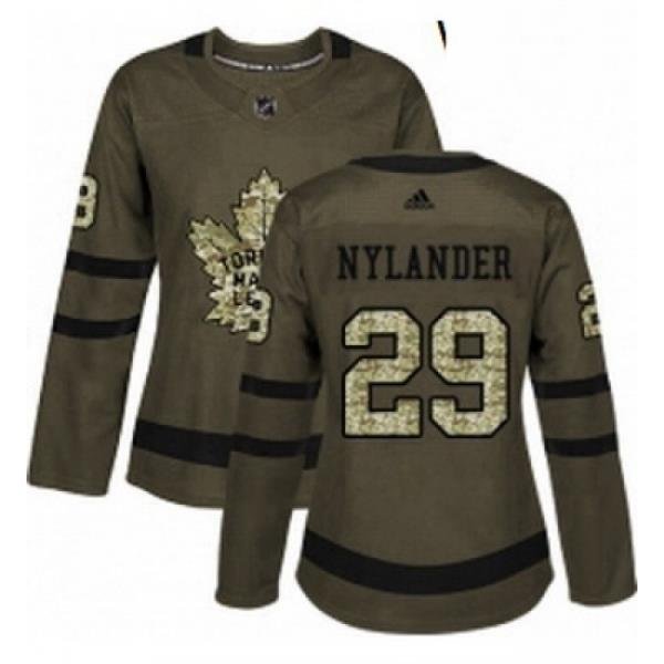 Womens Adidas Toronto Maple Leafs 29 William Nylander Authentic Green Salute to Service NHL Jersey