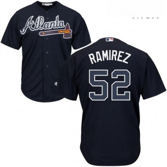 Mens Majestic Atlanta Braves 52 Jose Ramirez Replica Blue Alternate Road Cool Base MLB Jersey