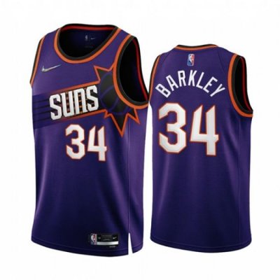 Men's Phoenix Suns #34 Charles Barkley 2022-23 Purple 75th Anniversary Icon Edition Stitched Jersey