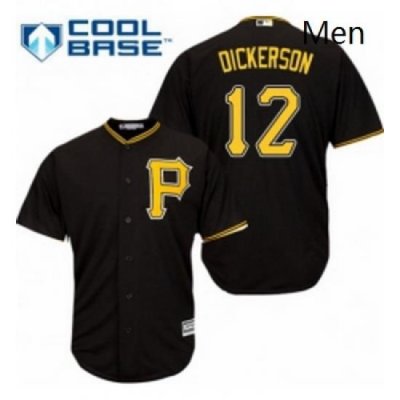 Mens Majestic Pittsburgh Pirates 12 Corey Dickerson Replica Black Alternate Cool Base MLB Jersey