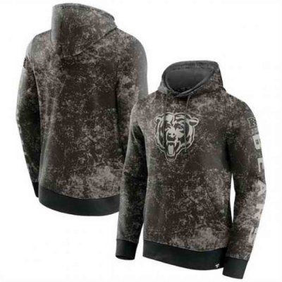 Men Chicago Bears Black Gray Blackout Tonal Pullover Hoodie