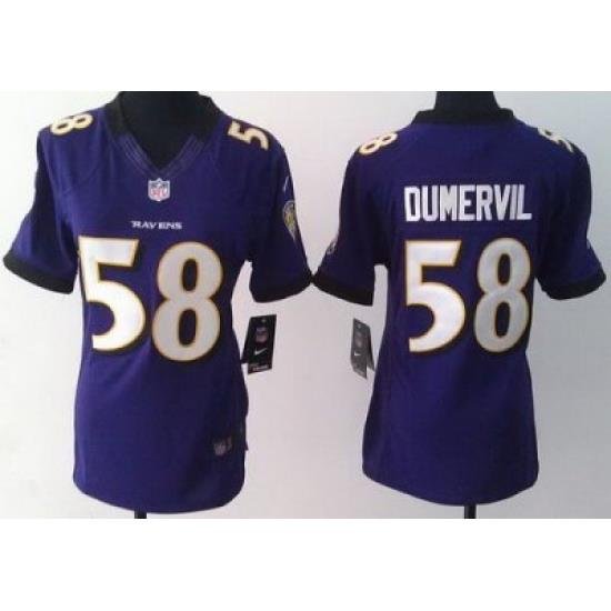 Women Nike Baltimore Ravens 58 Elvis Dumervil Purple LIMITED Jerseys