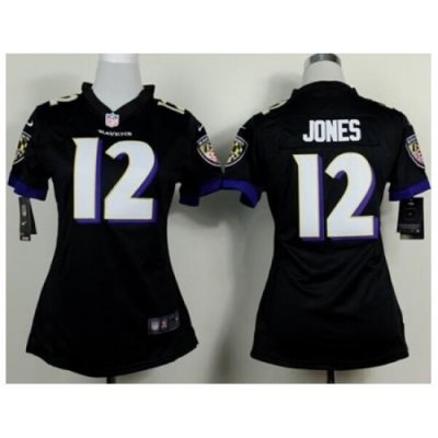 Women's Nike Baltimore Ravens #12 Jacoby Jones Black Alternate Stitched NFL New Elite Jersey