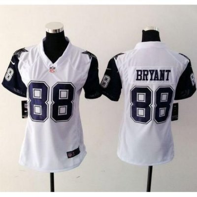 Nike Cowboys #88 Dez Bryant White Womens Stitched NFL Elite Rush Jersey