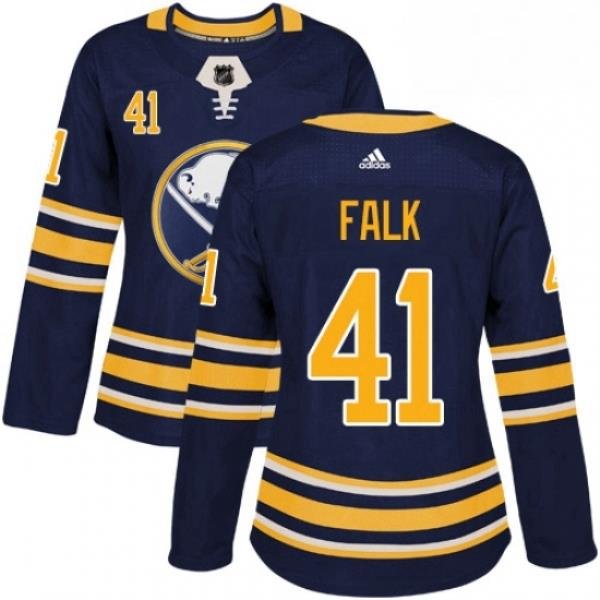 Womens Adidas Buffalo Sabres 41 Justin Falk Premier Navy Blue Home NHL Jersey