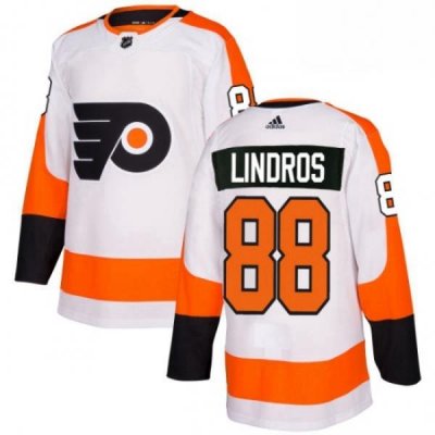 Mens Adidas Philadelphia Flyers 88 Eric Lindros Authentic White Away NHL Jersey