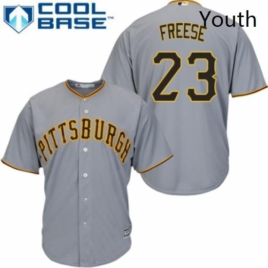 Youth Majestic Pittsburgh Pirates 23 David Freese Replica Grey Road Cool Base MLB Jersey