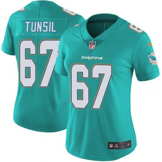 Nike Dolphins #67 Laremy Tunsil Aqua Green Team Color Womens Stitched NFL Vapor Untouchable Limited Jersey