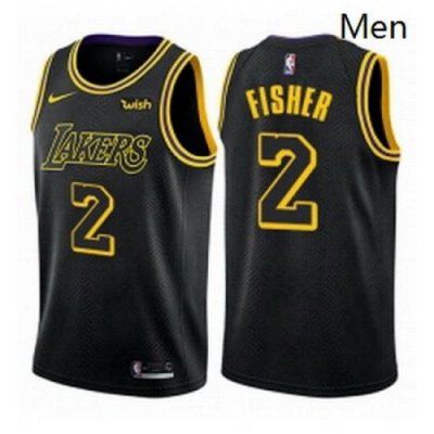 Mens Nike Los Angeles Lakers 2 Derek Fisher Authentic Black City Edition NBA Jersey