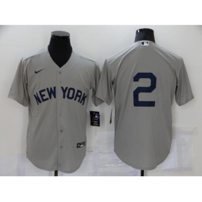 Men's Nike NeW York Yankees #2 Derek Jeter Authentic Gray Game Jersey