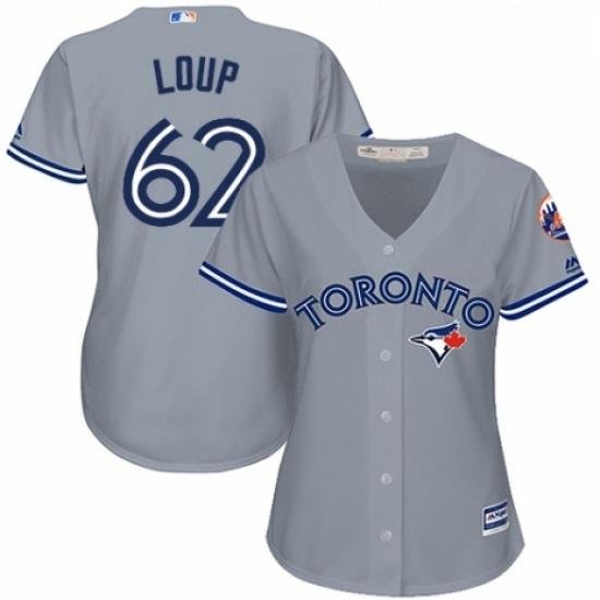 Womens Majestic Toronto Blue Jays 62 Aaron Loup Replica Grey Road MLB Jersey