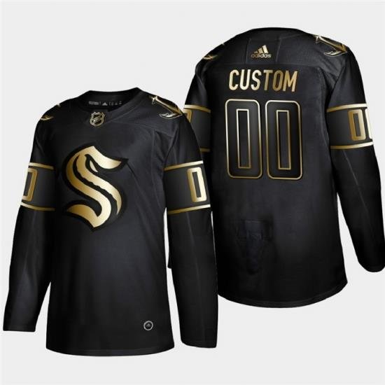 Seattle Kraken Custom Men Women youth Adidas Black Golden Edition Limited Stitched NHL Jersey