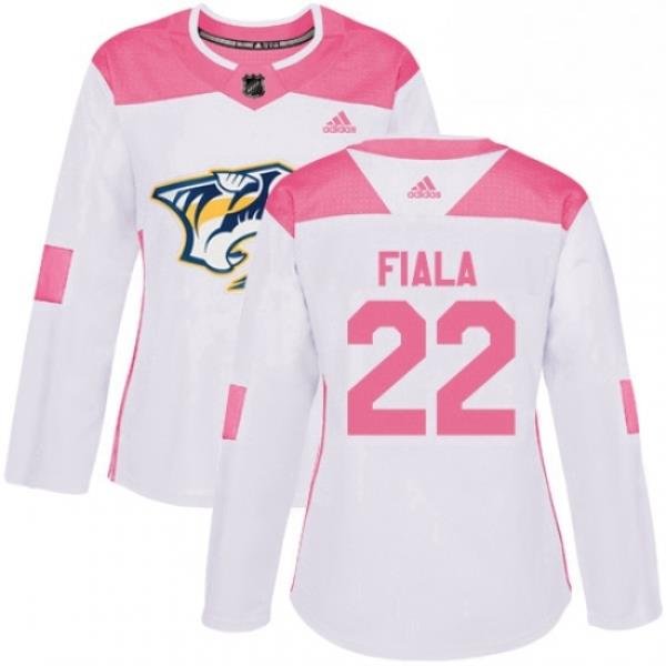 Womens Adidas Nashville Predators 22 Kevin Fiala Authentic WhitePink Fashion NHL Jersey