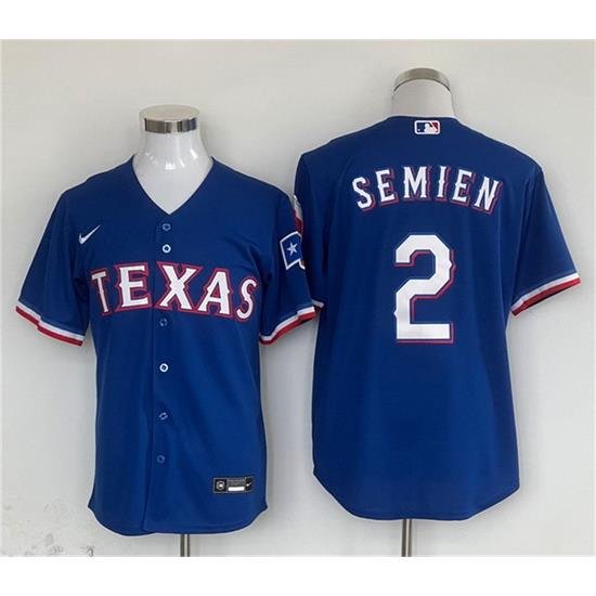 Men Texas Rangers 2 Marcus Semien Royal With Patch Cool Base Stitched Baseball Jersey