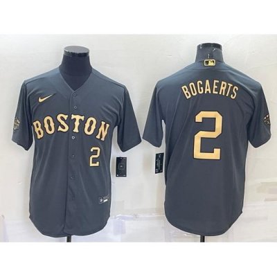 Men Boston Red Sox 2 Xander Bogaerts 2022 All Star Charcoal Cool Base Stitched Jersey