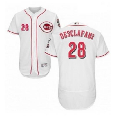 Mens Majestic Cincinnati Reds 28 Anthony DeSclafani White Home Flex Base Authentic Collection MLB Jersey