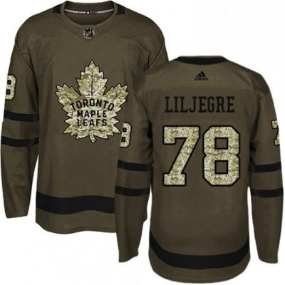 Mens Adidas Toronto Maple Leafs 78 Timothy Liljegren Authentic Green Salute to Service NHL Jersey