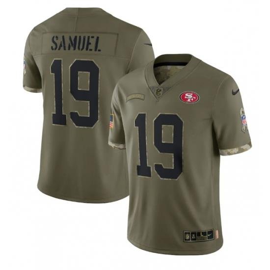 Men San Francisco 49ers 19 Deebo Samuel Olive 2022 Salute To Service Limited Stitched Jersey