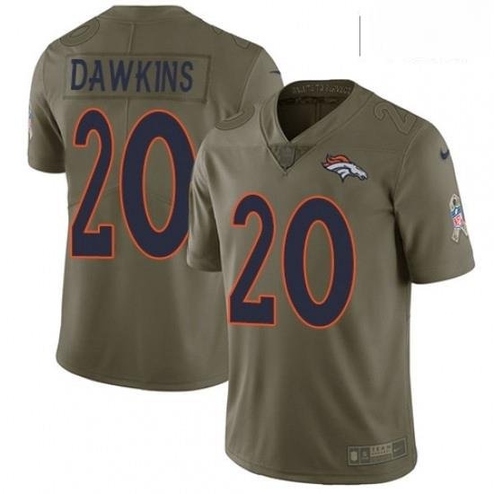 Men Nike Denver Broncos 20 Brian DaWkins Limited Olive 2017 Salute to Service NFL Jersey