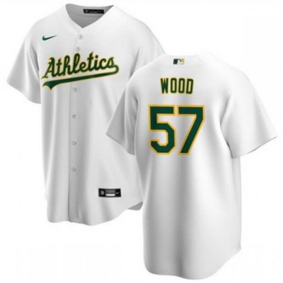 Men Oakland Athletics 57 Alex Wood White Cool Base Stitched Jersey