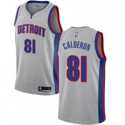 Womens Nike Detroit Pistons 81 Jose Calderon Swingman Silver NBA Jersey Statement Edition