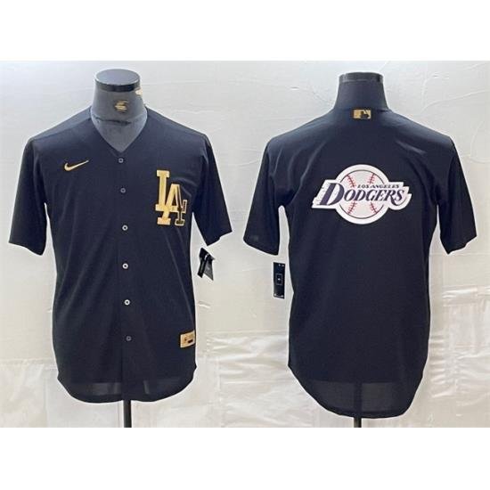 Men Los Angeles Dodgers Team Big Logo Black Cool Base Stitched Baseball Jersey