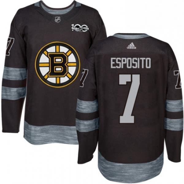 Mens Adidas Boston Bruins 7 Phil Esposito Premier Black 1917 2017 100th Anniversary NHL Jersey