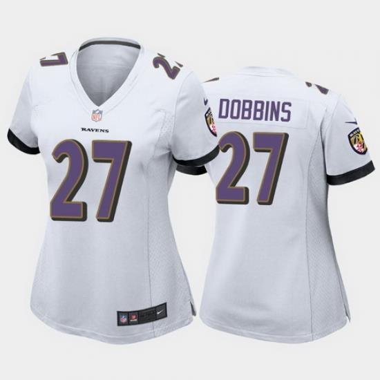 women j.k. dobbins baltimore ravens white game jersey