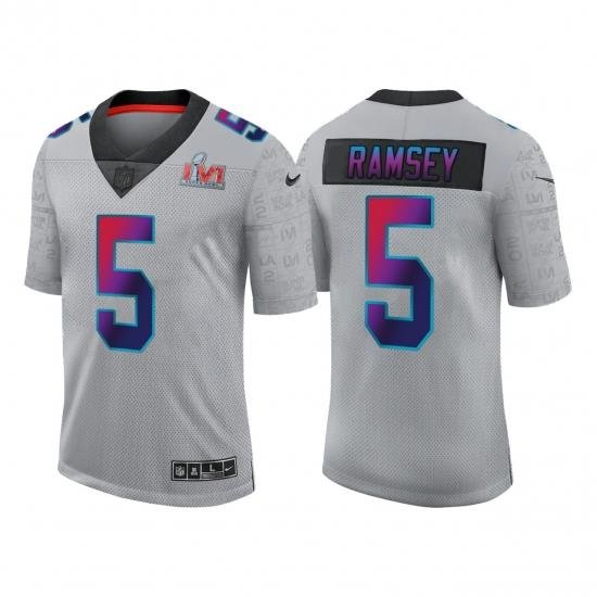 Men Los Angeles Rams 5 Jalen Ramsey 2022 Grey Super Bowl LVI Limited Stitched Jersey