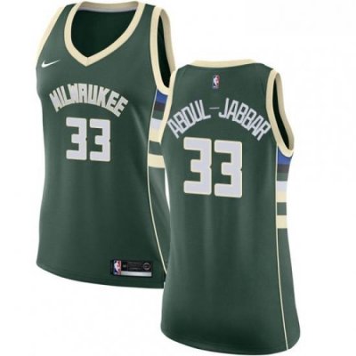 Womens Nike Milwaukee Bucks 33 Kareem Abdul Jabbar Authentic Green Road NBA Jersey Icon Edition