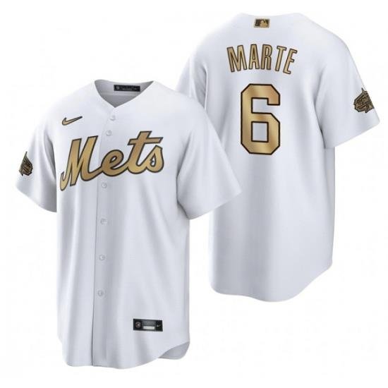 Men NeW York Mets 6 Starling Marte 2022 All Star White Cool Base Stitched Baseball Jersey