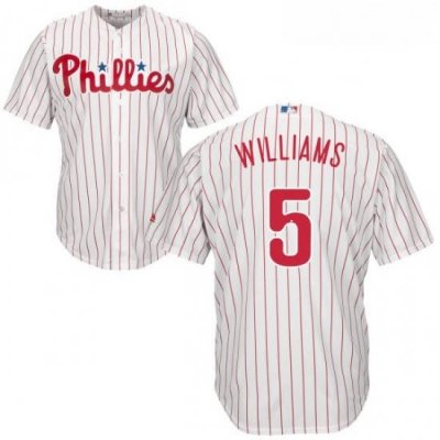 Youth Majestic Philadelphia Phillies 5 Nick Williams Replica WhiteRed Strip Home Cool Base MLB Jersey