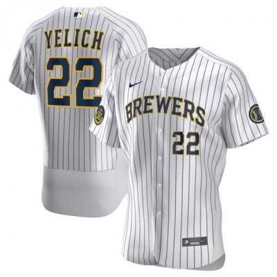 Men MilWaukee BreWers Christian Yelich Men Nike White Home 2020 Flex Base Player MLB Jersey