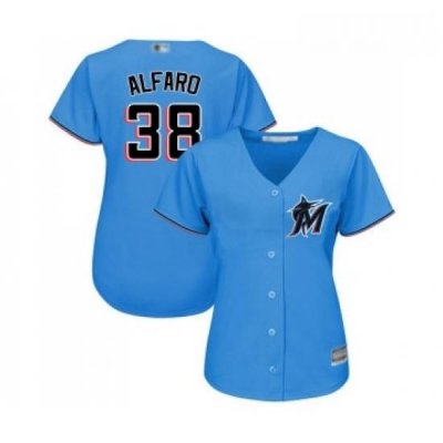 Womens Miami Marlins 38 Jorge Alfaro Replica Blue Alternate 1 Cool Base Baseball Jersey