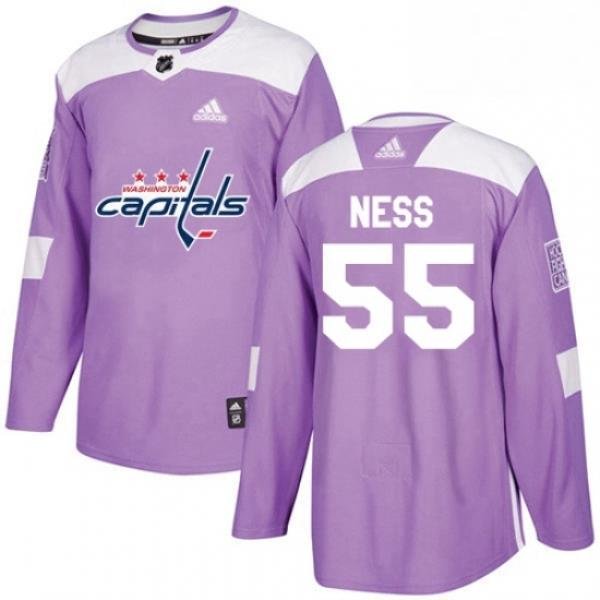 Youth Adidas Washington Capitals 55 Aaron Ness Authentic Purple Fights Cancer Practice NHL Jersey