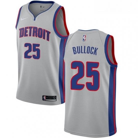 Womens Nike Detroit Pistons 25 Reggie Bullock Swingman Silver NBA Jersey Statement Edition