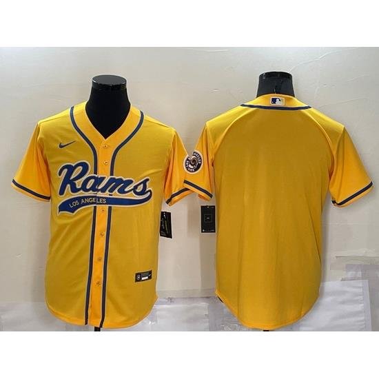 Men Los Angeles Rams Blank Yellow Stitched Jersey