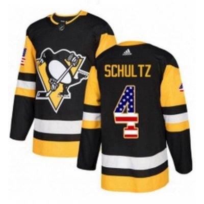 Mens Adidas Pittsburgh Penguins 4 Justin Schultz Authentic Black USA Flag Fashion NHL Jersey