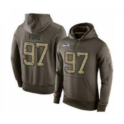 Football Mens Seattle Seahawks 97 Poona Ford Green Salute To Service Pullover Hoodie