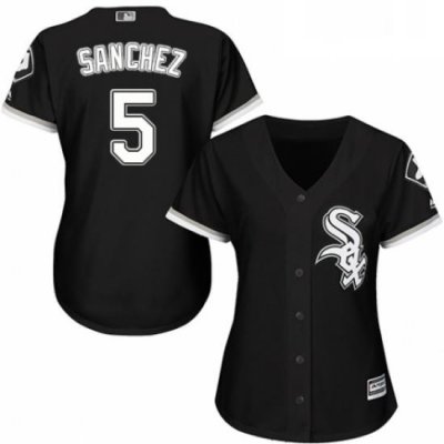 Womens Majestic Chicago White Sox 5 Yolmer Sanchez Replica Black Alternate Home Cool Base MLB Jersey