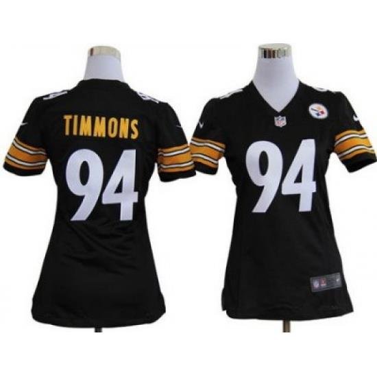 Nike Women NFL Pittsburgh Steelers #94 Lawrence Timmons Black Jerseys