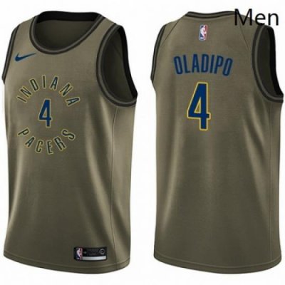 Mens Nike Indiana Pacers 4 Victor Oladipo Swingman Green Salute to Service NBA Jersey