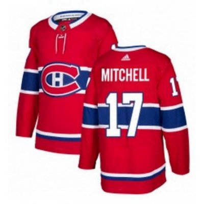 Mens Adidas Montreal Canadiens 17 Torrey Mitchell Authentic Red Home NHL Jersey