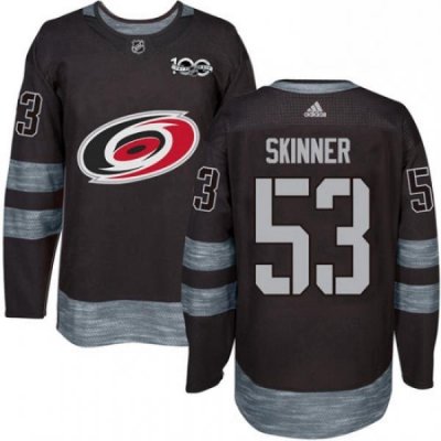 Mens Adidas Carolina Hurricanes 53 Jeff Skinner Authentic Black 1917 2017 100th Anniversary NHL Jersey