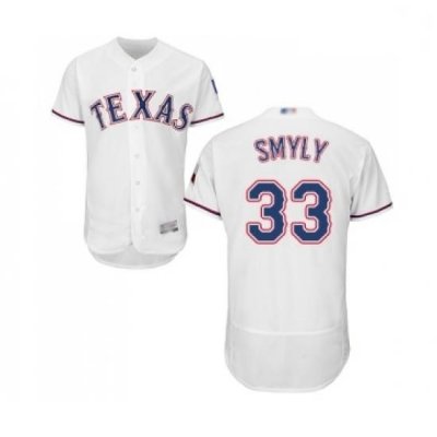 Mens Texas Rangers 33 Drew Smyly White Home Flex Base Authentic Collection Baseball Jersey