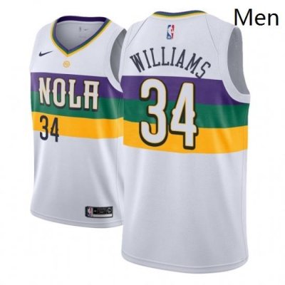 Men NBA 2018 19 New Orleans Pelicans 34 Kenrich Williams City Edition White Jersey