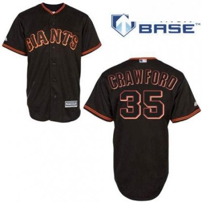 Mens Majestic San Francisco Giants 35 Brandon Crawford Authentic Black New Cool Base MLB Jersey